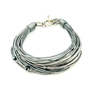 Silpada Retired B2143 Sterling Silver, Hematite, Glass, Leather Bracelet